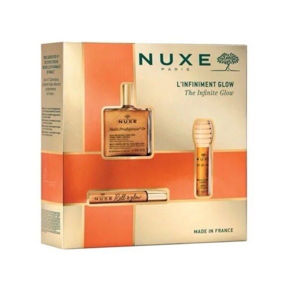 NUXE Infinite Glow Skincare Gift Set w Huile Prodigieuse Honey Lip Care, Roll-on - Picture 4 of 4